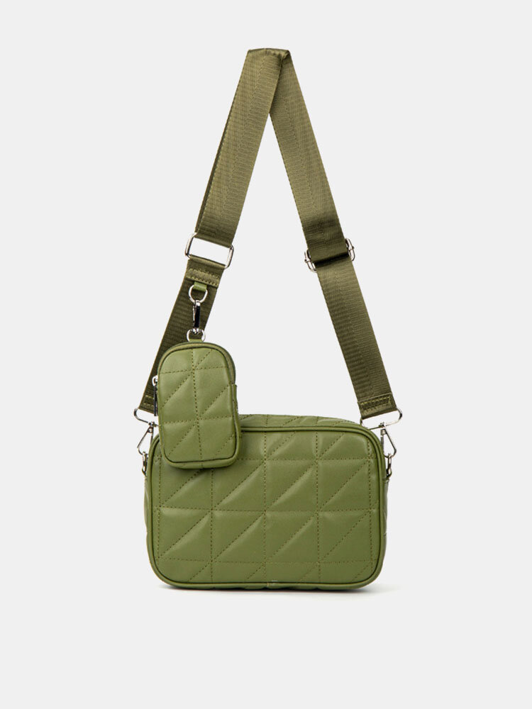 2 PCS Women Faux Leather Lattice Pattern Large Capacity Combination Bag Crossbody Shoulder Bag