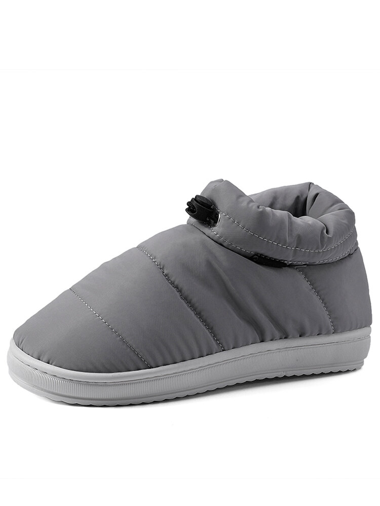 Men Comfy Warm Plush Lining Slip Resistant Elastic Slip On Home Slippers