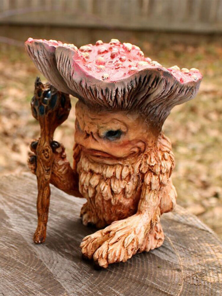 

1 PC Mushroom Monster Shaman Wizard Troll Toy Figure Decoration Doll Garden Accessories Elves Desk Decor Gift Car Orname, Ink;red;poison green