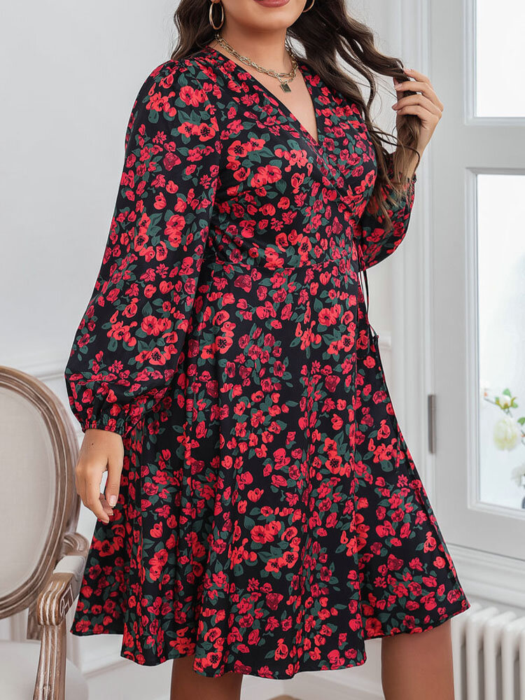 Plus Size Calico Knotted Dress