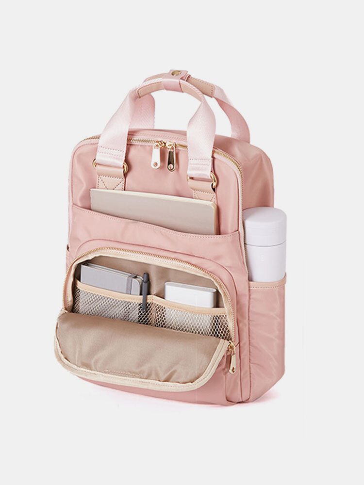 Women Nylon Waterproof Solid Bag Multifunction Backpack