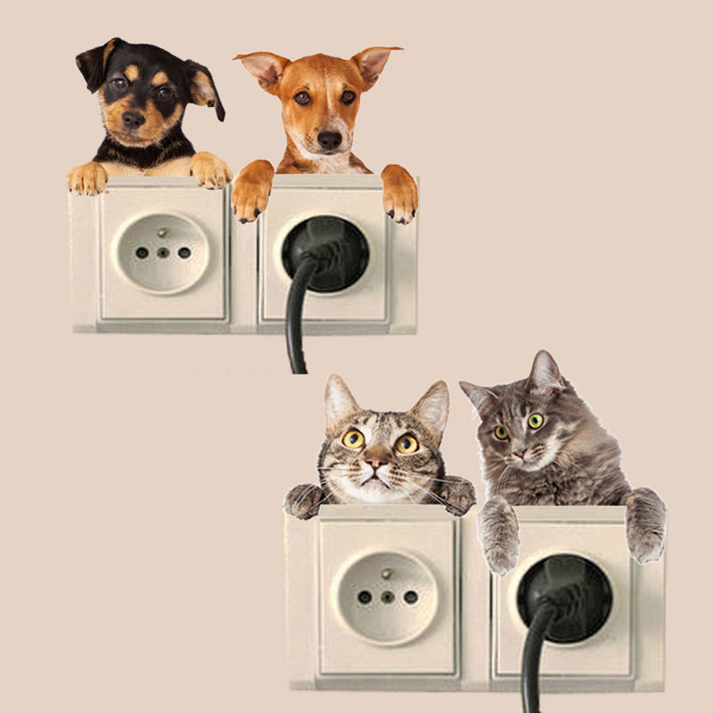 

Small Cat Dog Switch Paste Room Bedroom Can Remove Cartoon Wall Stickers Notebook Stickers