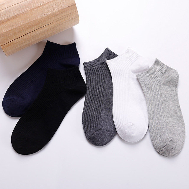 Boat Socks Breathable Double Needle Men's Socks Wild Solid Color Socks Cotton Sweat Socks