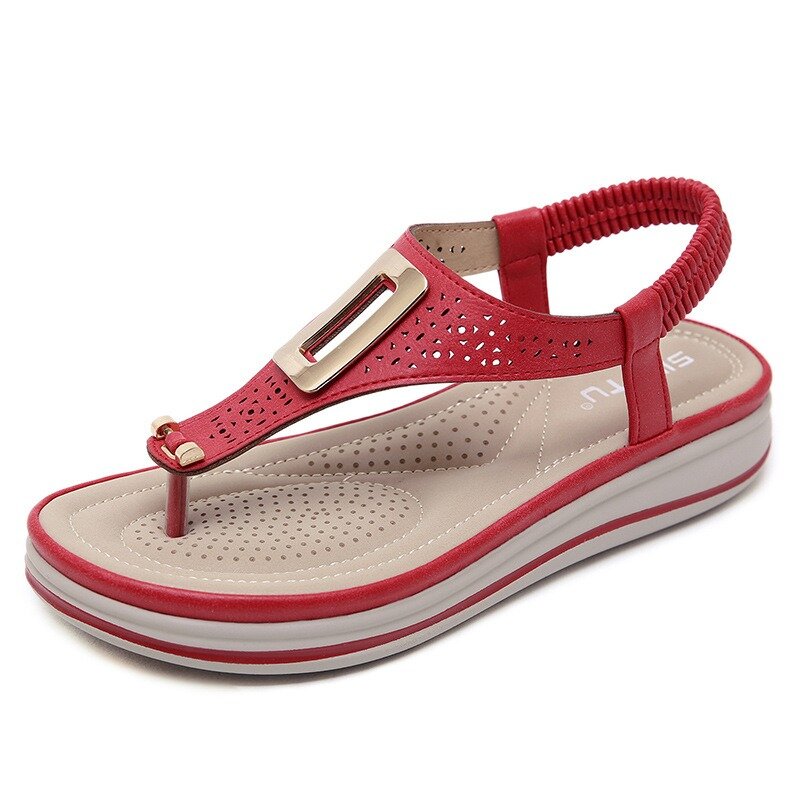 Metal Clip Toe Platform Elastic Band Lightweight Beach Sandals