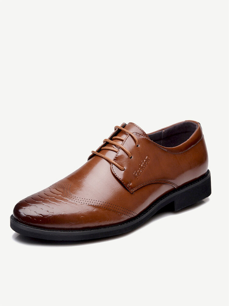 

Men Vintage Carved Microfiber Leather Lace Up Business Foraml Shoes, Brown;black