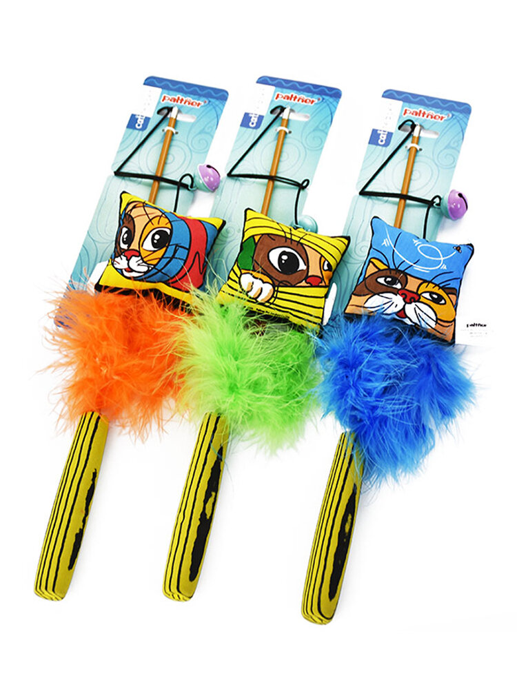 Feather Small Floral Fresh Style Tease Cat Sticks with Cat Mint Adjustable Pet Toys 3 Model to choos