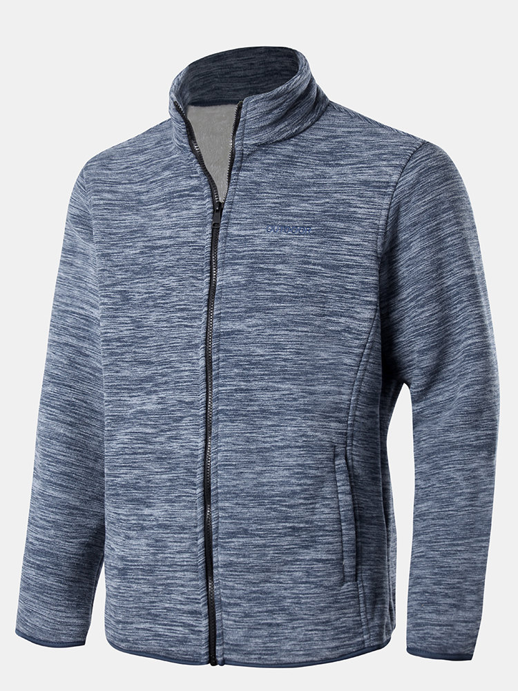 Mens Winter Fleece Lined Warm Outdoor Sport Long Sleeve Stand Collar Jackets