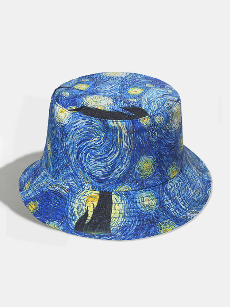 Women & Men Van Gogh Starry Sky Oil Painting Windproof Soft All-match Travel Bucket Hat
