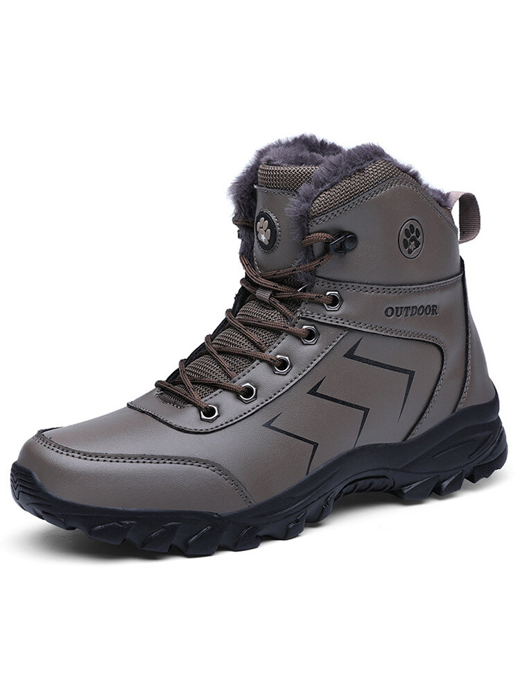 

Men Waterproof Microfiber Leather Warm Lined Slip Resistant Outdoor Hiking Boots, Black;brown