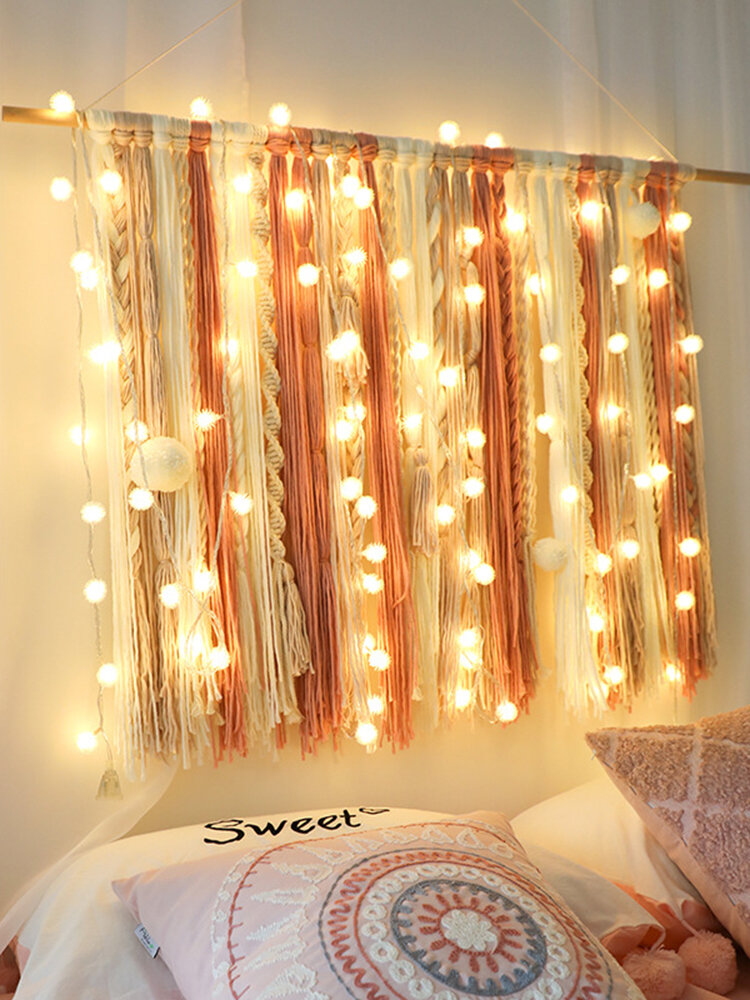 

LED Cute Hair Ball Shape String Light Battery Powered Copper Wire Fairy Lights Garden Terrace Party Holiday Decoration L, Warm white;colorful