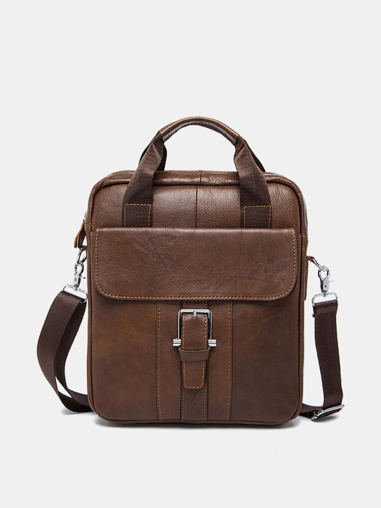 Genuine Leather Crossbody Bag Vintage Business Briefcase Dual-Use Handbag For Men