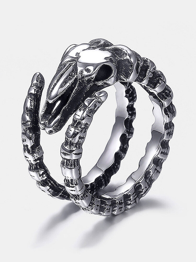 Vintage Geometric Sheep Bone Ring Metal Stereoscopic Animal Finger Ring Punk Jewelry