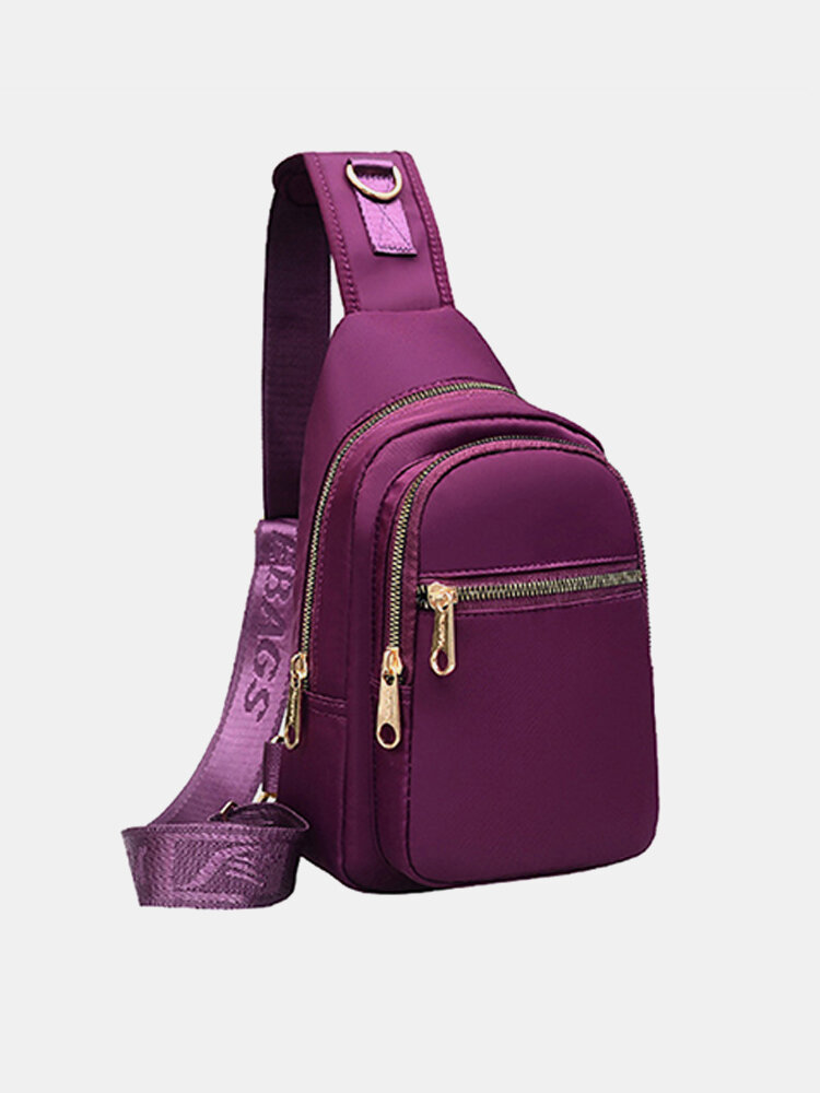 Women Nylon Large Waterproof Multi-pockets Crossbody Bag Outdoor Chest Bag