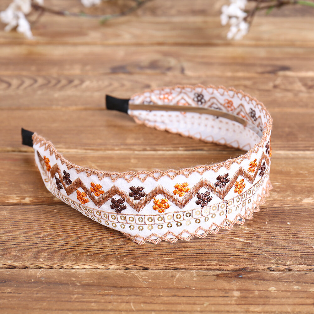 

Ethnic Embroidery Lace Girl Headband Rural Girl Wind Suede Floral Fabric Headband Hair Accessories
