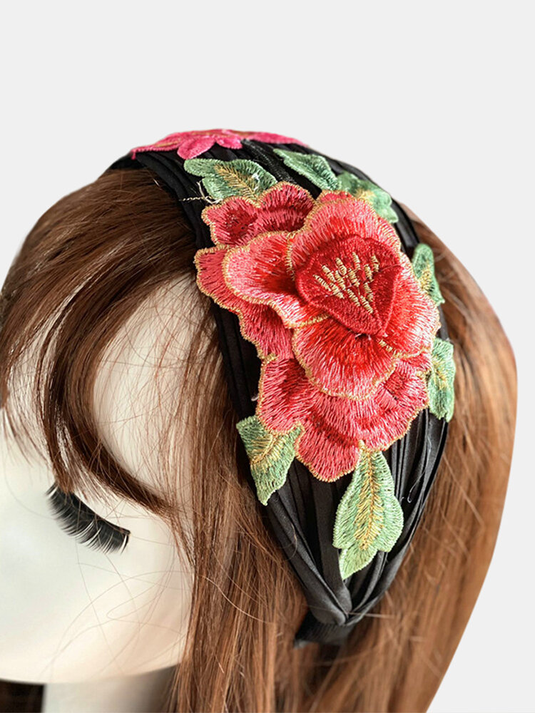 Women Embroidered Printed Headband Vintage Floral Ethnic