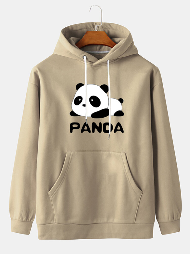 Mens Cute Baby Panda Print Pullover Hoodie With Kangaroo Pocket
