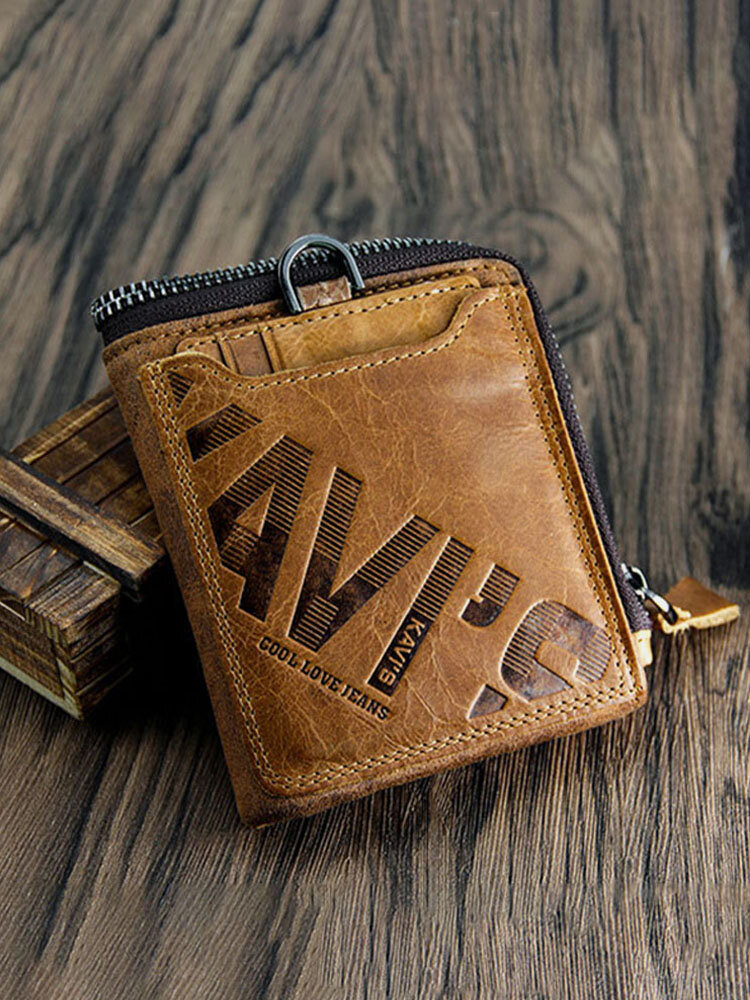 

Men Vintage Brown Genuine Leather Multifunction Bifold Multi-card Slot Card Holder Coin Purse Wallet Money Clip