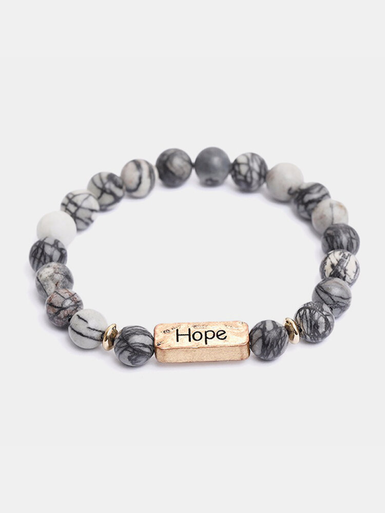 Retro Hope Beaded Bracelet Natural Stone Bracelet For Women Men Beading Bracelet