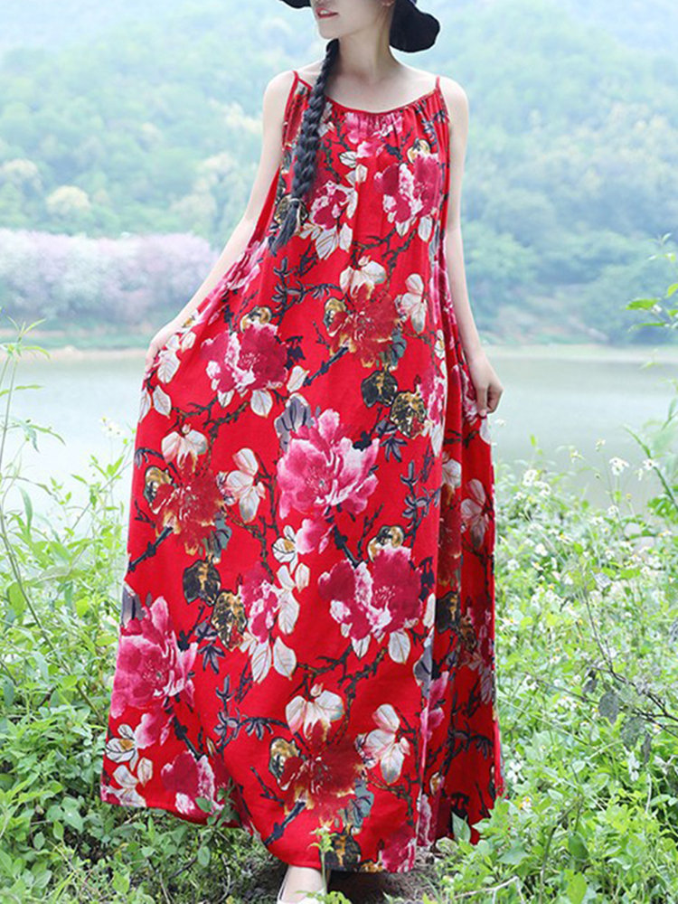 Богемианские цветочные печатные платья Maxi