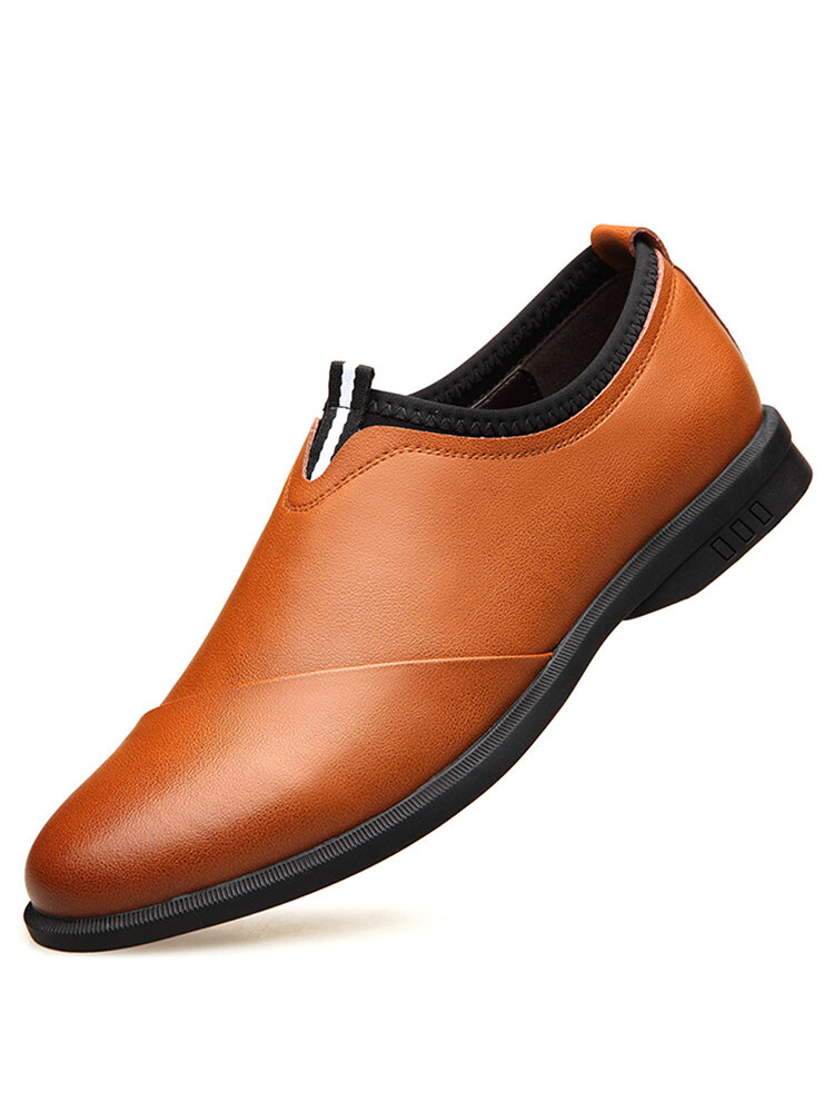 Men Microfiber Leather Slip Resistant Soft Sole Casual Formal Shoes