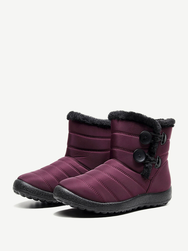 Women Casual Buckle Warm Lining Waterproof Slip Resistant Snow Boots