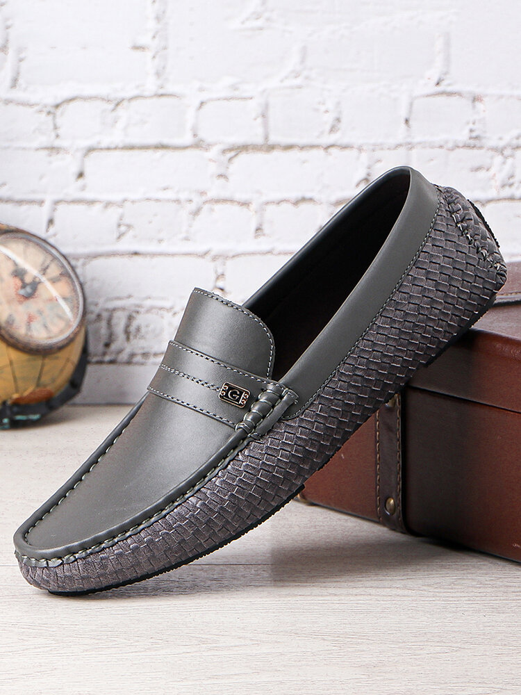 Men Microfiber Leather Splicing Soft Sole Loafers Casual Slip On Flats