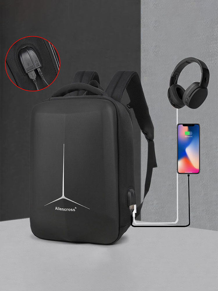 Men Large Capacity Reflective Waterproof USB Charging Earphone Hole Travel Backpack