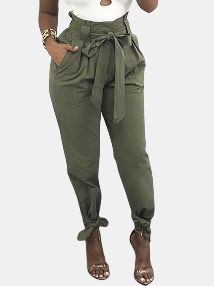 Gorgeous Strap High Waist Solid Color Casual Pants - NewChic