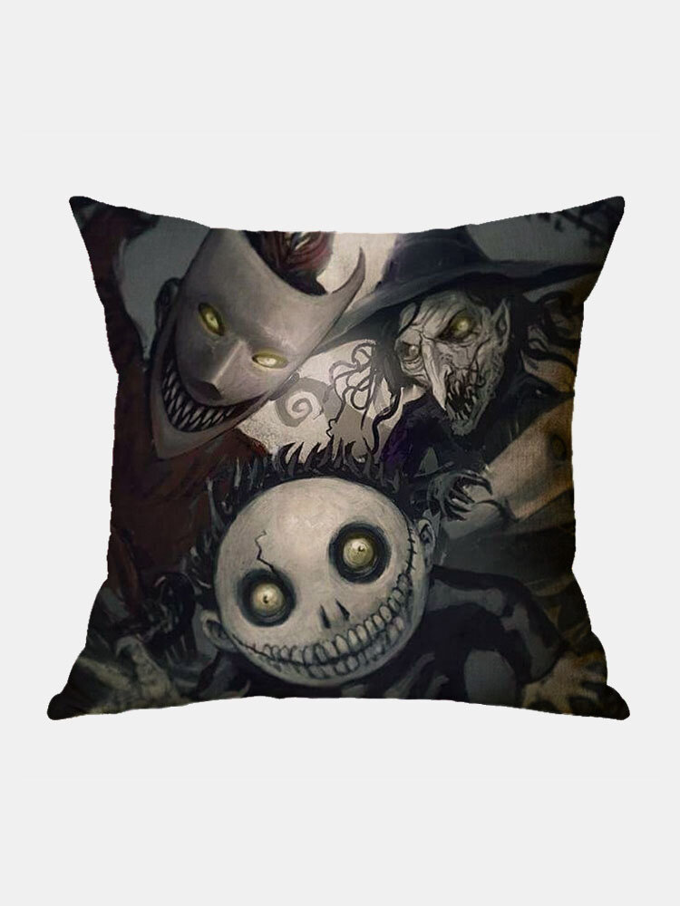 

1 PC Halloween Pillowcase Without Filler Digital Printing Skull Witch Cartoon Pattern Cushion Cover Throw Pillow Cover F