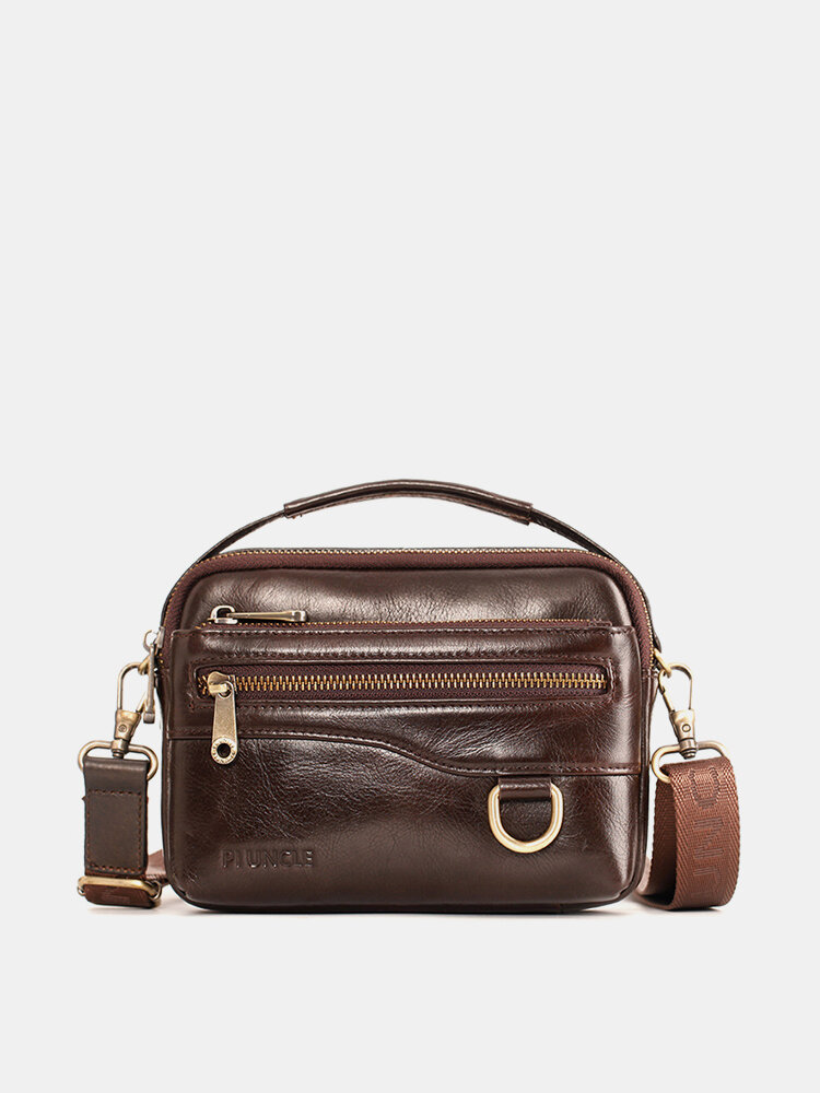 Men Genuine Leather Multifunction Multi-carry 6.5 Inch Phone Bag Crossbody Bag Waist Bag