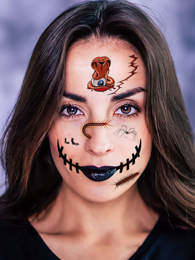 

Halloween Temporary Tattoo Stickers Props Party Masquerade Bloody Scar Tattoo Face Sticker