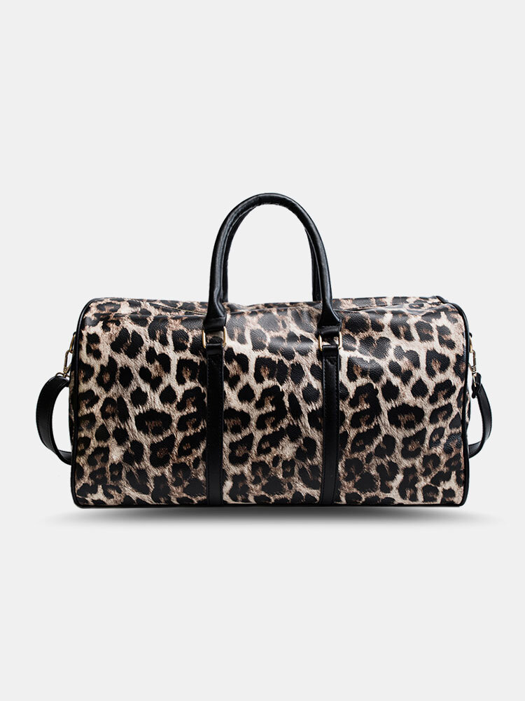 Women Leopard Weekender Bag Travel Duffle Bag Large Cheetah Tote Shoulder Bag With Shoulder Strap от Newchic WW