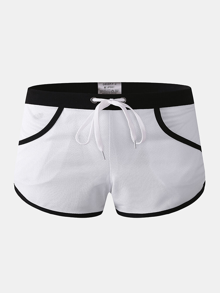 Mens Contrast Color Boxer Shorts Drastring Quick Dry Sport Underwear