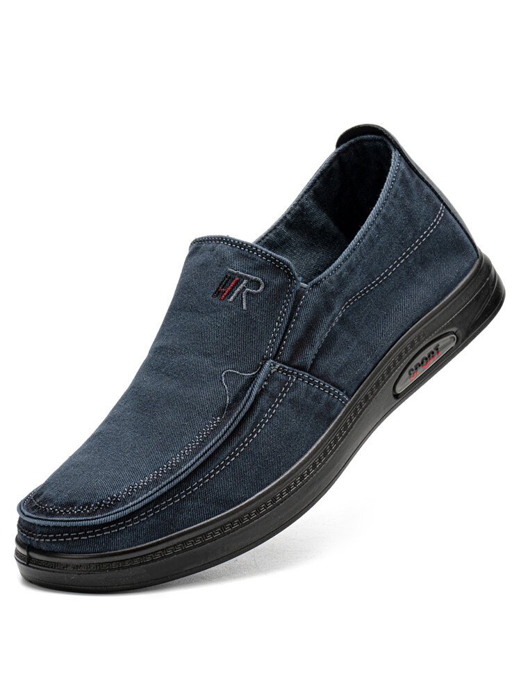 Men Breathable Light Weight Slip On Washed Canvas Shoes