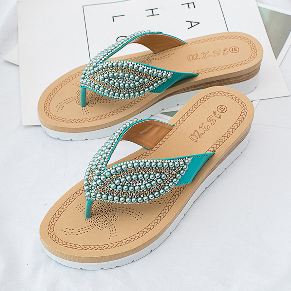 Beaded Candy Color Flip Flops Beach Slippers