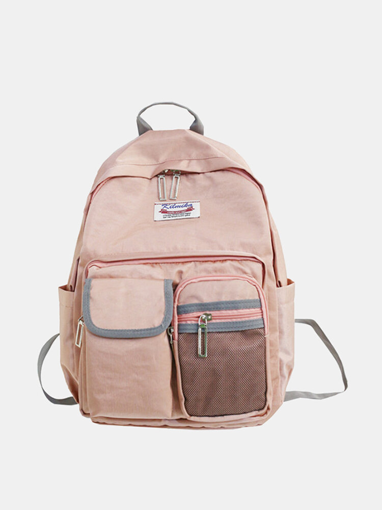 Women Solid Backpack Casual Large Capacity Multi-Pocket School Bag