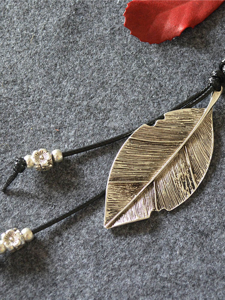 Vintage Tassel Pendant Necklace Metal Leaf Pendant Long Necklace Sweater Chain Ethnic Jewelry