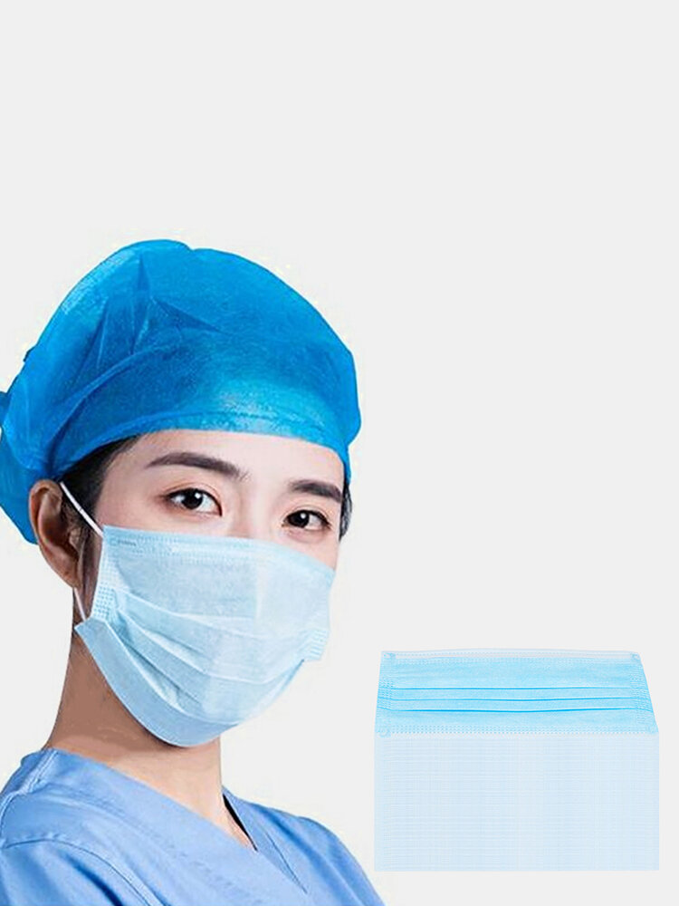 50PCS Disposable Face Masks 3 Layers Non-woven Filter Bacteria Face Masks Set