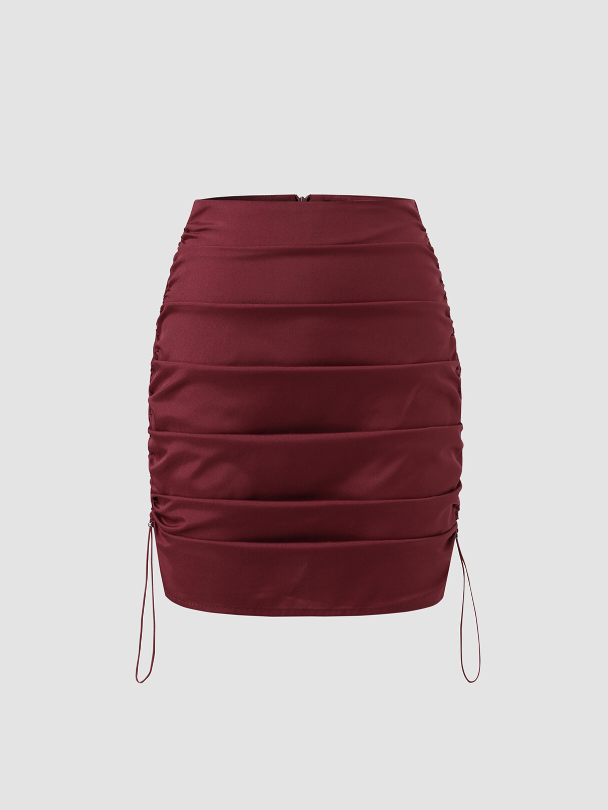 Minifalda con cremallera invisible sólida con cordón fruncido para Mujer