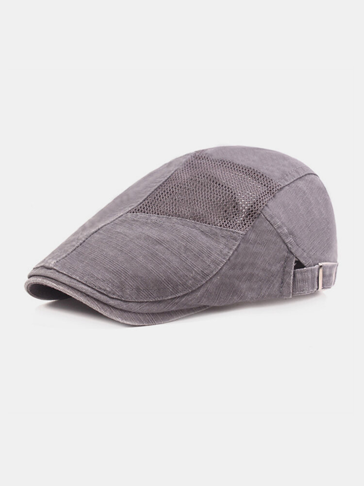 Breathable Mesh Men's Cotton Beret Retro Forward Hat Simple Cap