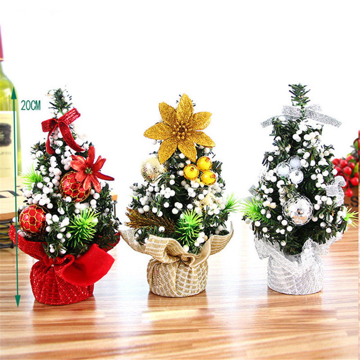 

20cm Mini Christmas Tree Flower Table Decor Festival Party Ornaments Gift, Silver