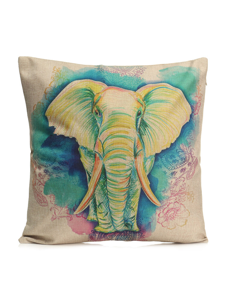 Fashion Cotton Linen Elephant Sofa Pillow Case Throw Cushion Cover Home Decor 