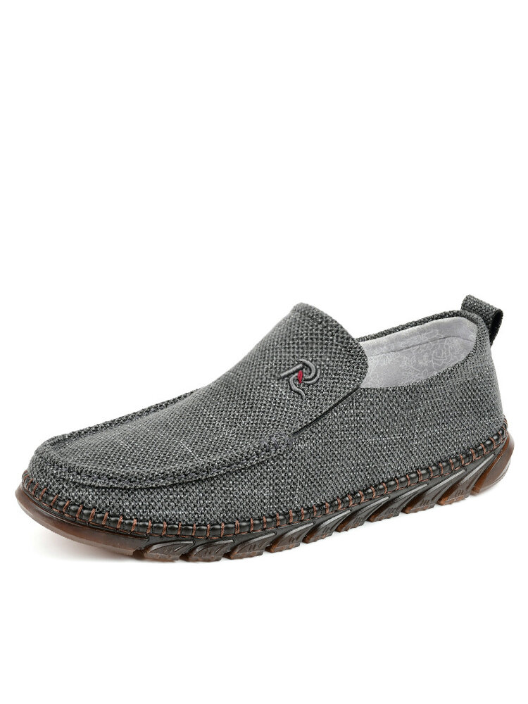

Men Old Peking Style Cloth Hand Stitching Slip On Casual Shoes, Gray
