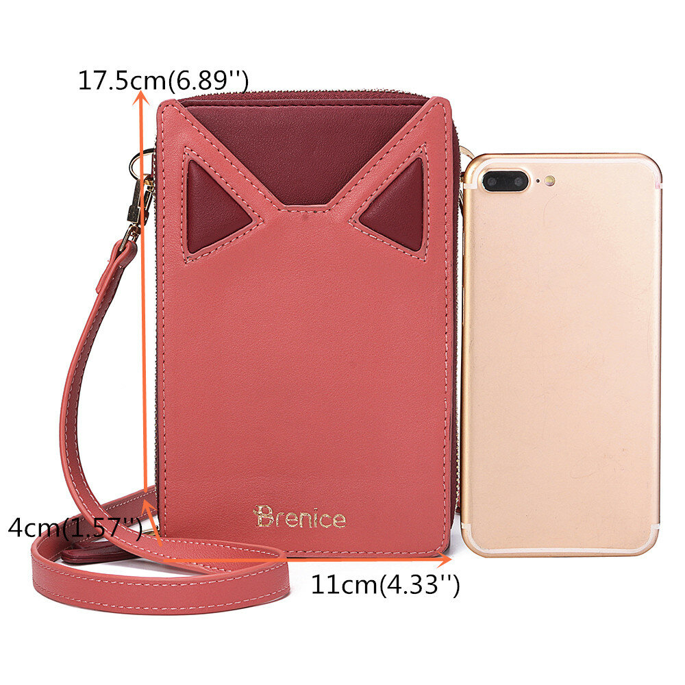 Women Cute Cat Ears Card-slots Phone Bag Crossbody Bag
