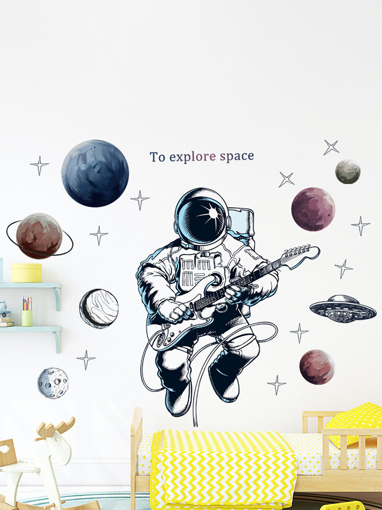 Space Theme Astronaut Wall Sticker Dormitory Living Room Wall Decor Self-Adhesive Bedroom 3d Kids Room Decoration Home Decor