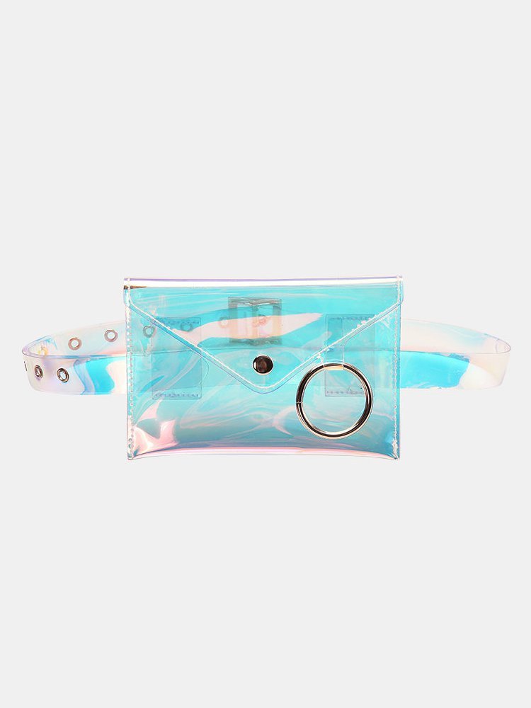 Mulheres Transparente Mini Laser Cintura Bolsa Retângulo Anel Bolsa 