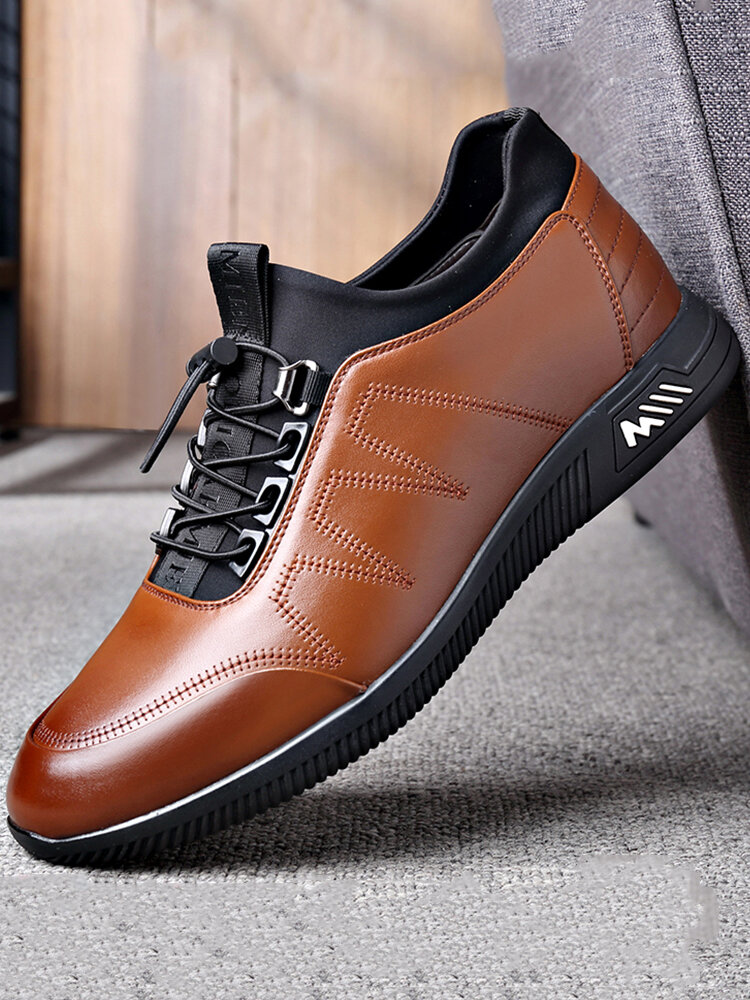 Men Cow Leather Hard Wearing Non Slip Business Casual Shoes