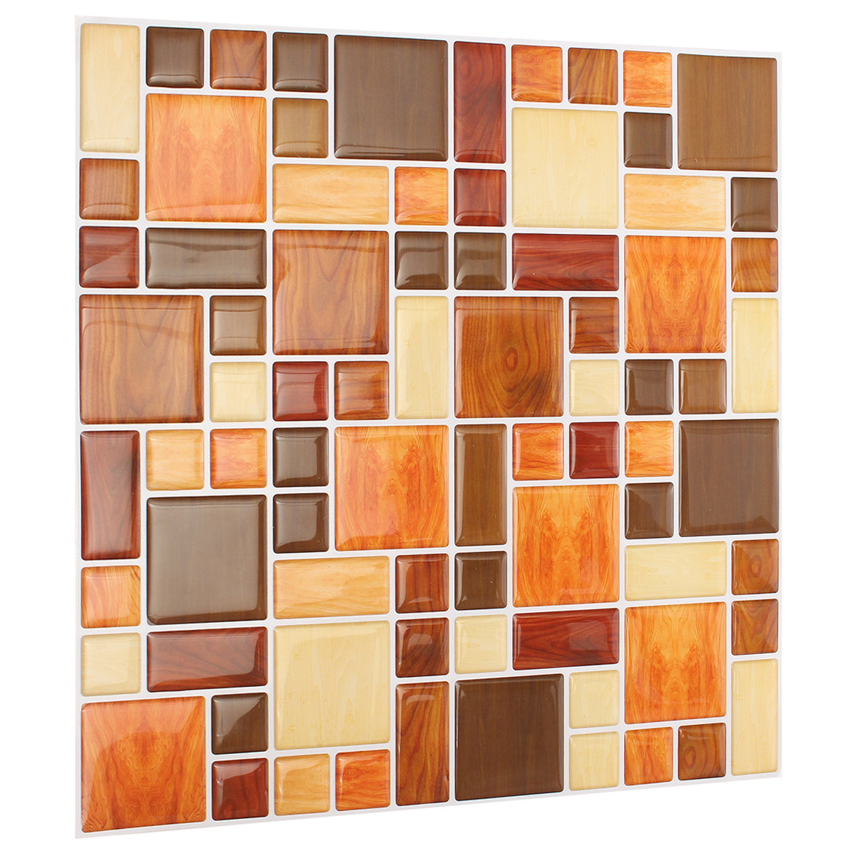

Brown Creative 3D Mosaic Wall Stickers Backsplash Tile Wallpaper Home Bathroom Kitchen Decor