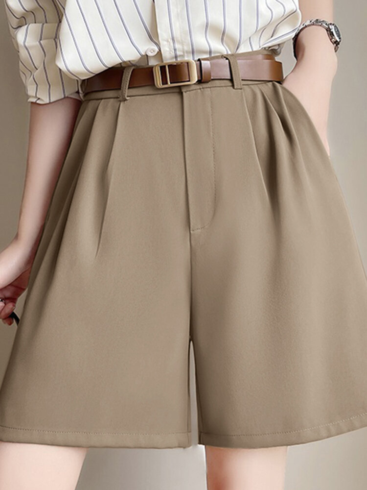 Женские широкие шорты с эластичной резинкой на талии и карманами