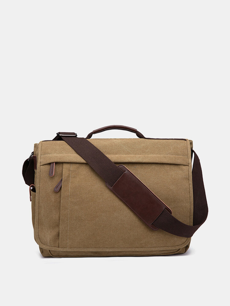 Large Capacity Canvas Business Laptop Bag Shoulder Bag Crossbody Bag For Men Women